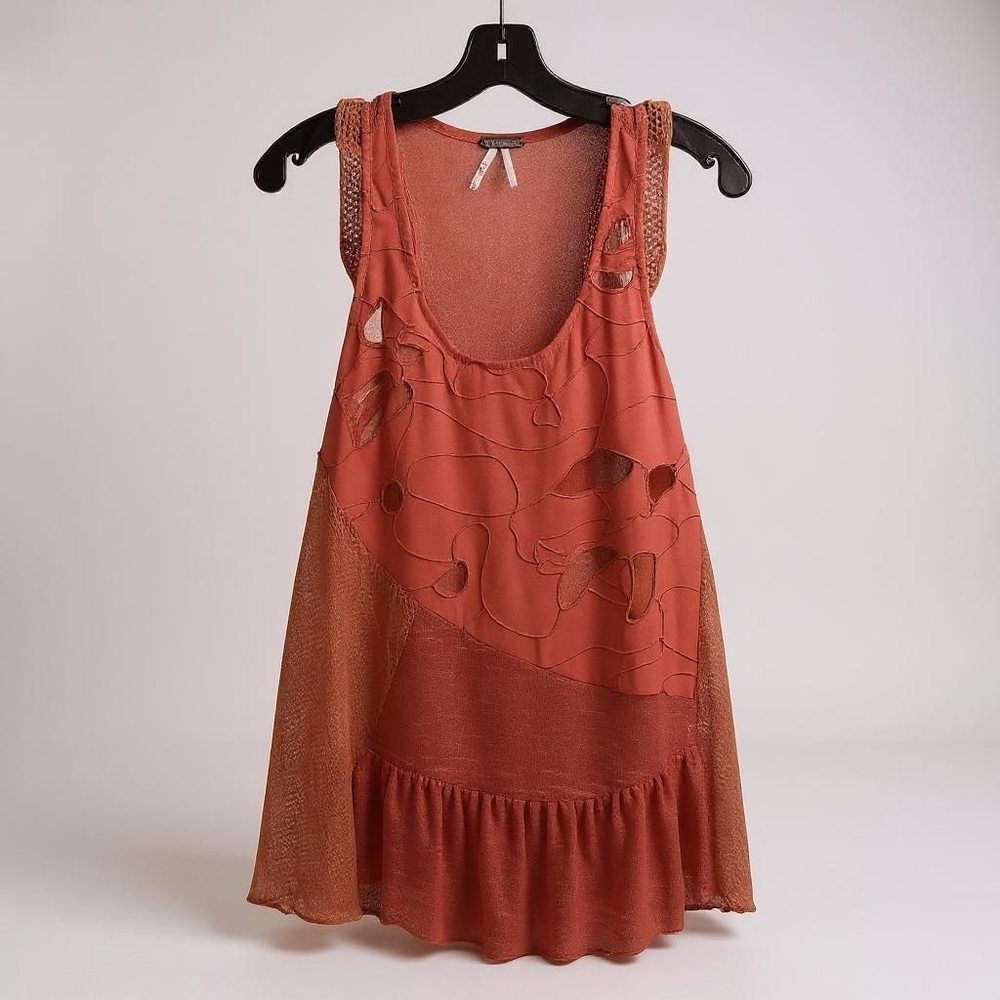 BKE Mohair Knitted Top with Cut Out‎ Design Ruffle Hem Buckle Size Small